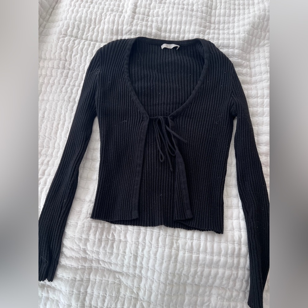 Active USA Black Ribbed Knit Sweater